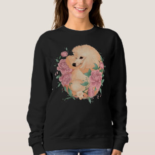 Apricot Poodle With Peonies Sweatshirt