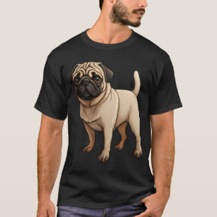 Apricot Pug Puppy Dog Drawing T-Shirt