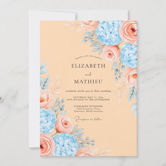 Apricot Refined Spring Wedding Invitation (Front)