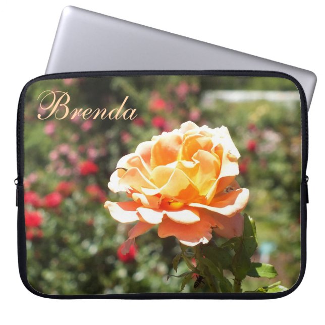 Apricot Rose Laptop Sleeve *personalise* (Front)