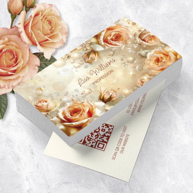 Apricot Roses Luxury Business Card (Creator Uploaded)