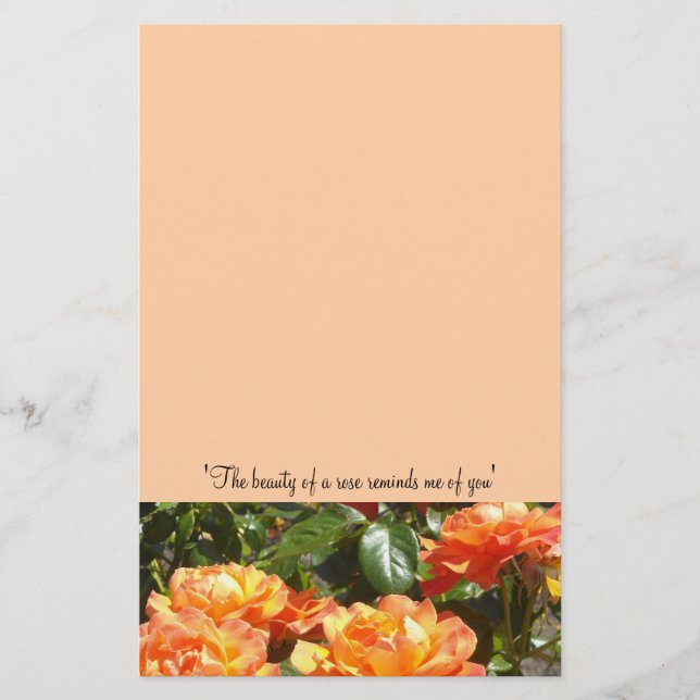 Apricot Roses Stationery (Front)