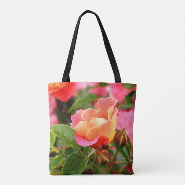 Apricot Roses Tote Bag (Back)