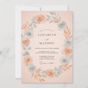 Apricot Seraphic Botanical Wedding Invitation