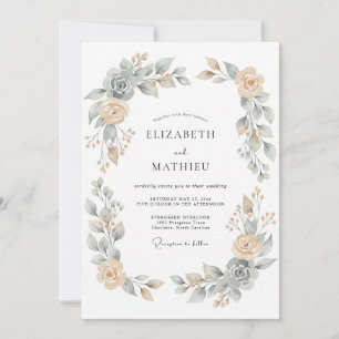 Apricot Serene Botanical Wedding Invitation