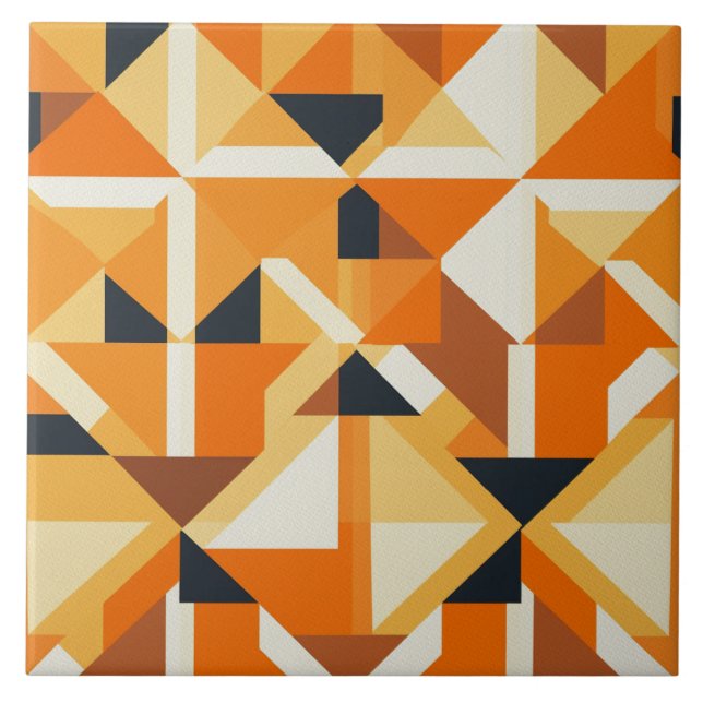 Apricot Serenity Modern Geometric Harmony Ceramic Tile (Front)