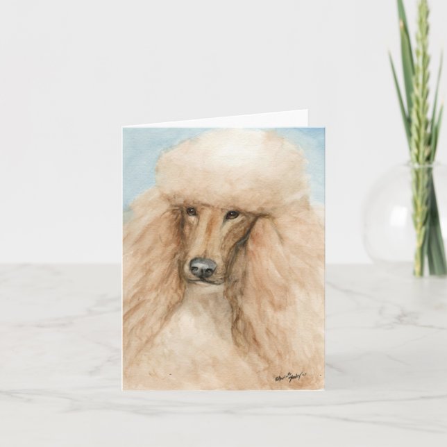 Apricot Standard Poodle Dog Art Note Card (Front)