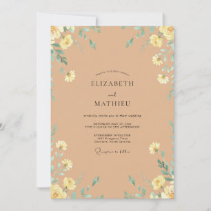 Apricot Tan Primrose Wedding Invitation