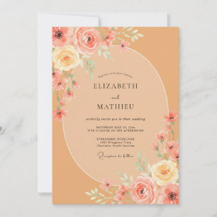 Apricot Terracotta Blossom Wedding Invitation