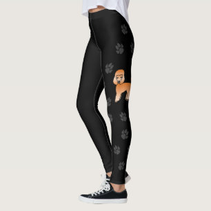 Apricot Toy Poodle Cute Dog With Paws Black Leggings