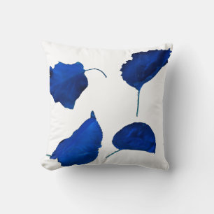 Apricot Tree Blue Leaves Cushion Throw Pillow