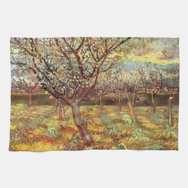 Apricot Trees in Blossom by Vincent van Gogh Tea Towel (Horizontal)