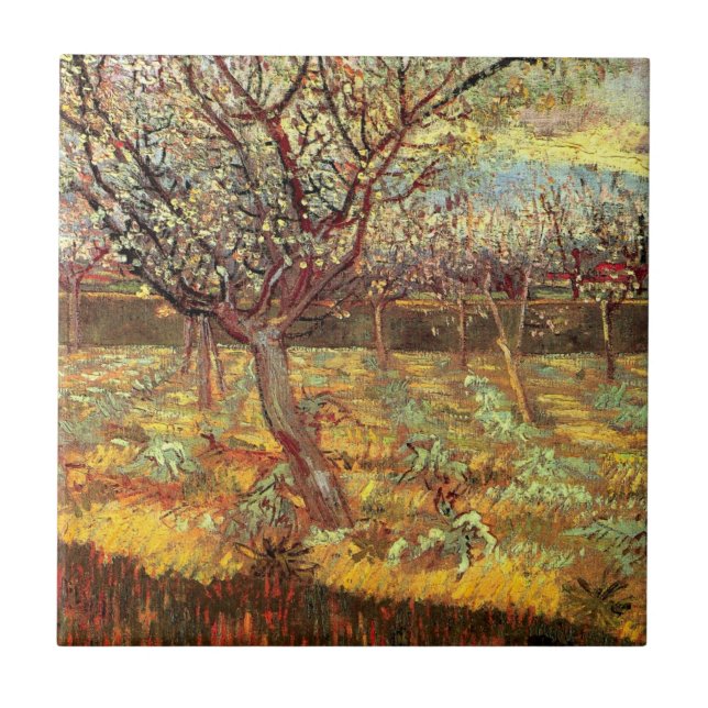 Apricot Trees in Blossom by Vincent van Gogh Tile (Front)