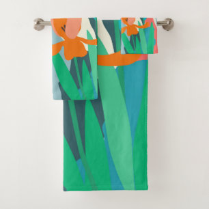 Apricot Tulips Artistic Modern Colour Blocks Bath Towel Set