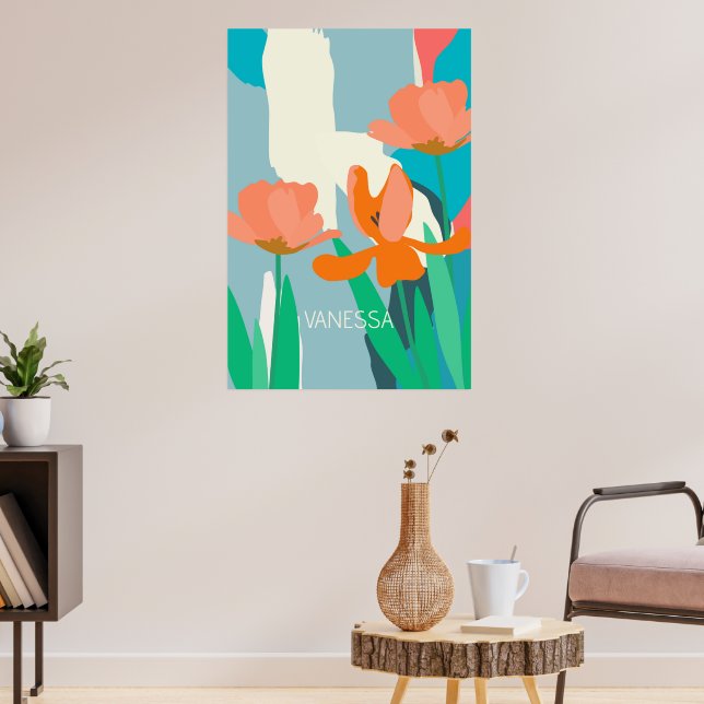 Apricot Tulips Artistic Modern Colour Blocks Custo Poster (Living Room 3)