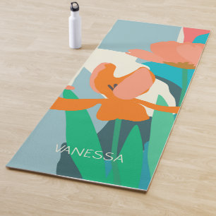 Apricot Tulips Artistic Modern Colour Blocks Custo Yoga Mat