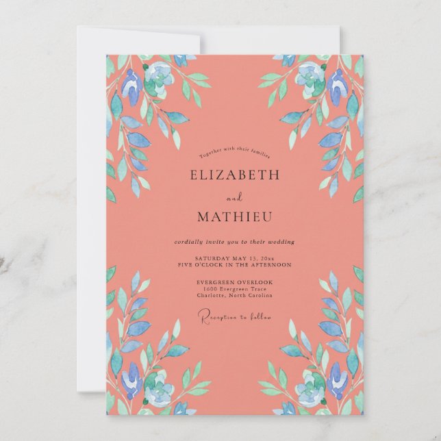 Apricot Vine Wedding Invitation (Front)