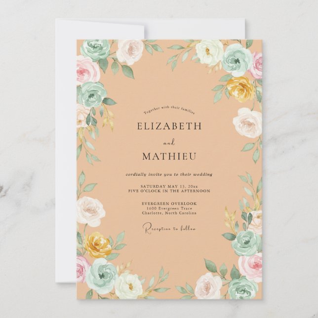Apricot Vivid Spring Wedding Invitation (Front)