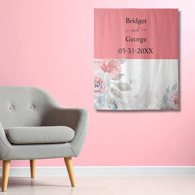 apricot watercolor abstract peony rose wedding tapestry (Creator Uploaded)