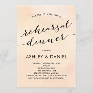 Apricot Watercolor Rehearsal Dinner Invitation