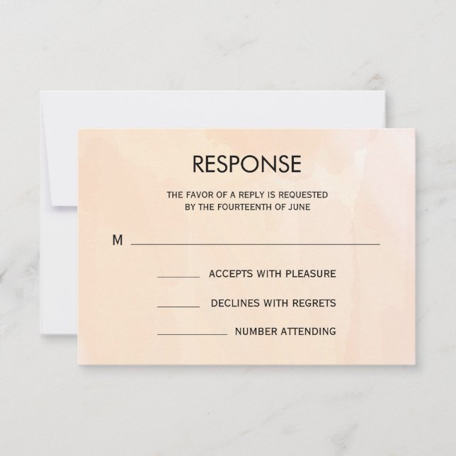 Apricot Watercolor Wedding Response Card for RSVP (Front)
