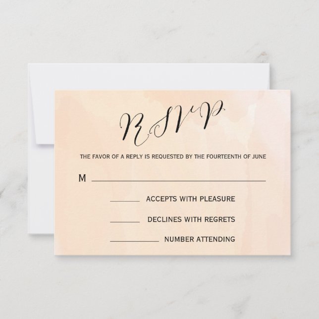 Apricot Watercolor Wedding Response Card for RSVP (Front)