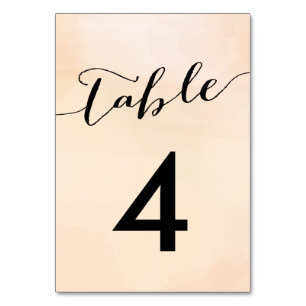 Apricot Watercolor Wedding Table Number Cards