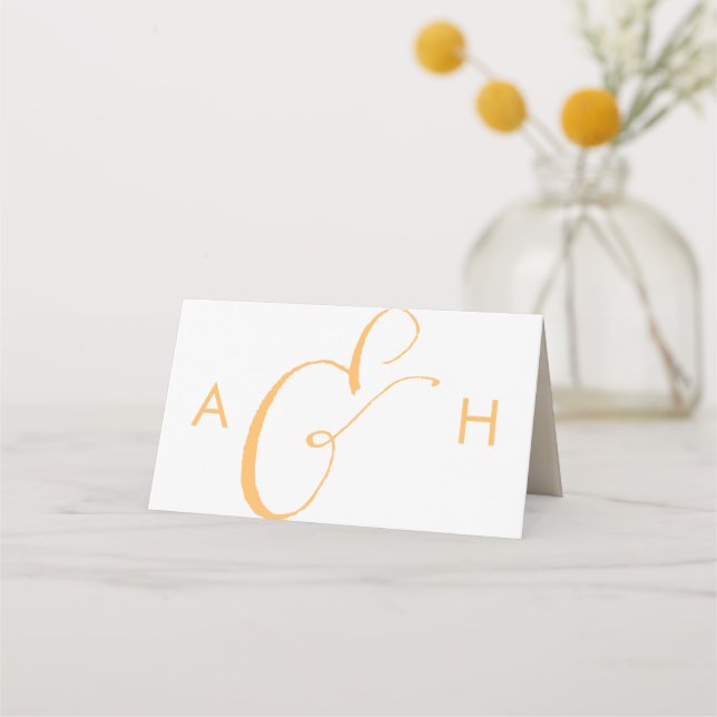 Apricot Watercolor Wedding Table Number Place Card (Back)