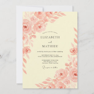 Apricot Whimsical Meadow Wedding Invitation