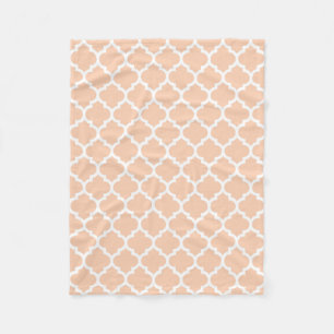 Apricot White Moroccan Quatrefoil Pattern #5 Fleece Blanket
