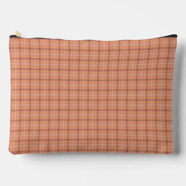 Apricot White Plaid Classic Pattern Retro Accessory Pouch (Front)