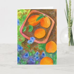 Apricots Fruit Watercolor Flowers Happy Birthday Card