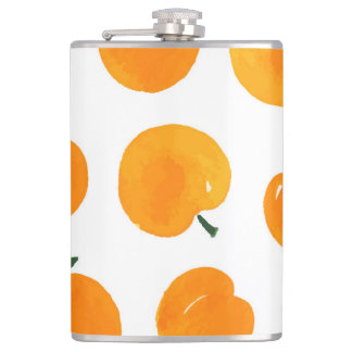 Apricots Watercolor White Background Vintage Hip Flask