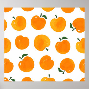 Apricots Watercolor White Background Vintage Poster