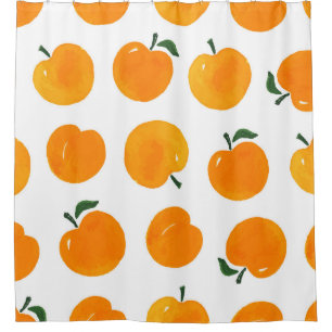 Apricots Watercolor White Background Vintage Shower Curtain