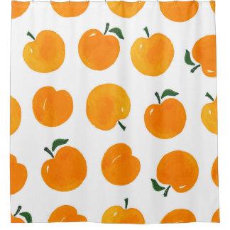 Apricots Watercolor White Background Vintage Shower Curtain