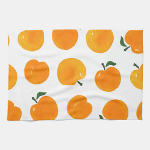 Apricots Watercolor White Background Vintage Tea Towel
