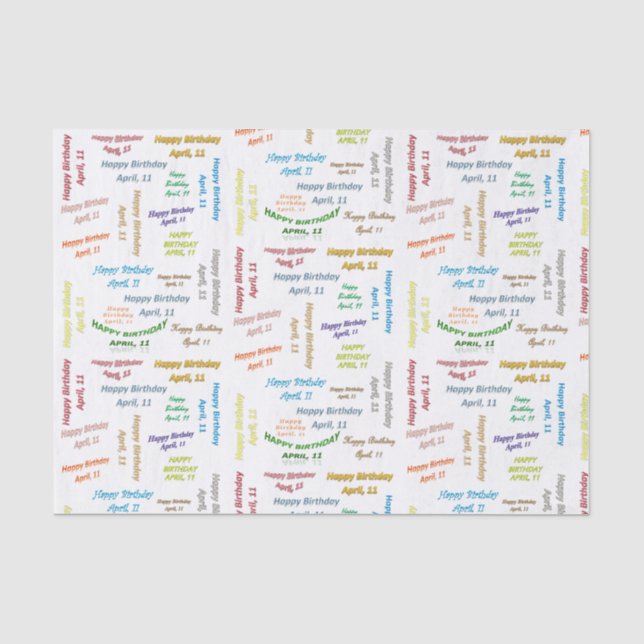 April, 11 Birthday Tissue Paper (Front)