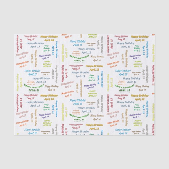 April, 13 Birthday Tissue Paper (Front)