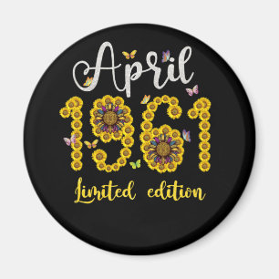 April 1961 61 Year Old Sunflower 61th Birthday Magnet