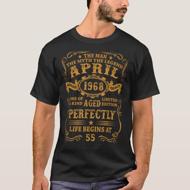 April 1968 The Man Myth Legend 55 Year Old Birthda T-Shirt (Front)