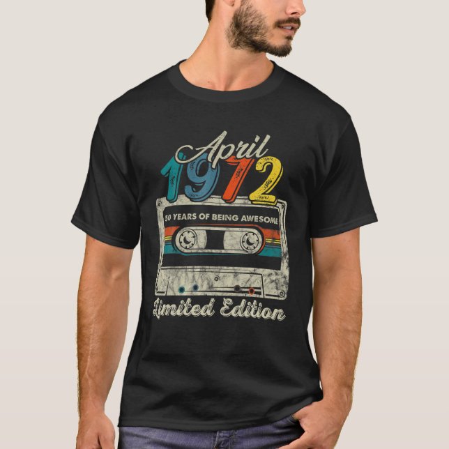 April 1972 Limited Edition 50Th Birthday Cassette T-Shirt (Front)