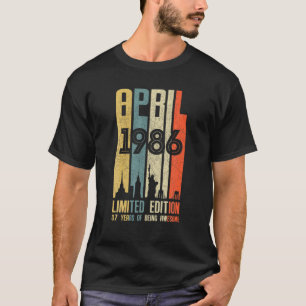 April 1986 37 Birthday 37 Year Old 1986 Birthday V T-Shirt