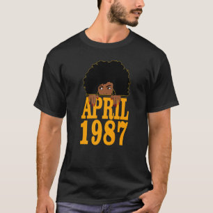 April 1987 35th Birthday 35 Years Old Black Women  T-Shirt