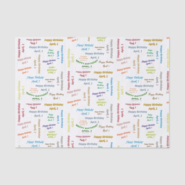 April, 1 Birthday Tissue Paper (Front)