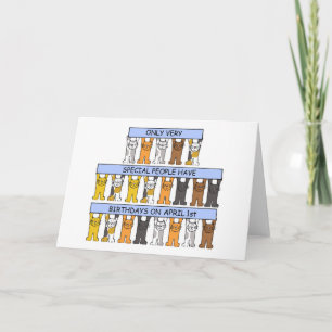 April 1st Birthday Cats Card