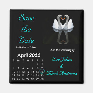 April 2011 Save the Date, Wedding Announcement Magnet