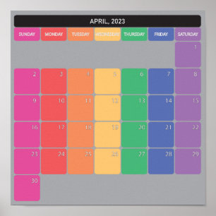 April 2023 planer calendar colour days poster