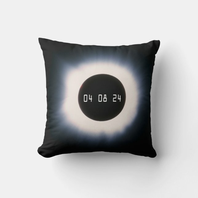 April 2024 Total Solar Eclipse in Black and White Cushion (Front)