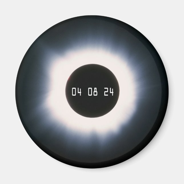 April 2024 Total Solar Eclipse in Black and White Magnet (Front)